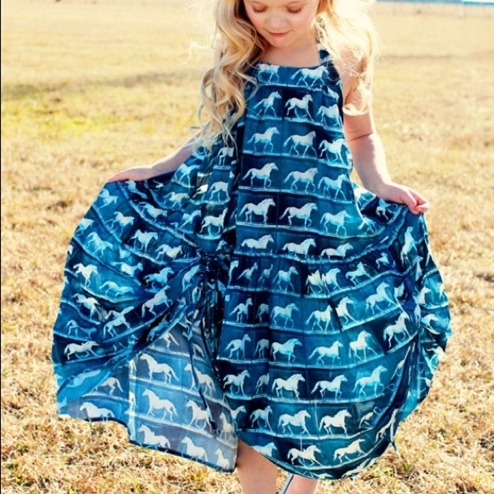 Paper Wings Halter Maxi Dress Horses 4